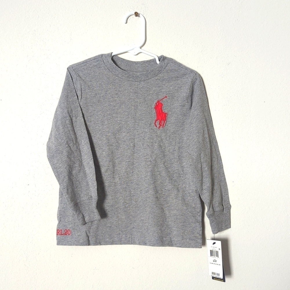 Polo Ralph Lauren Boys Grey Waffle Knit Thermal Long Sleeve T-Shirt